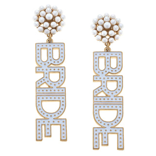 Bride Enamel & Pearl Cluster Earrings