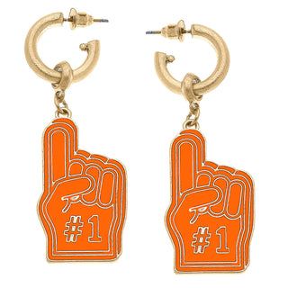 Game Day Foam Finger Enamel Earrings