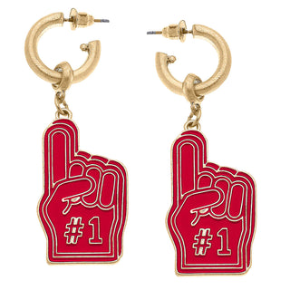 Game Day Foam Finger Enamel Earrings