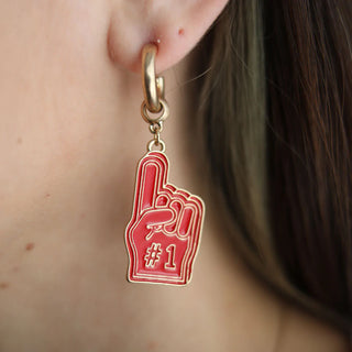 Game Day Foam Finger Enamel Earrings