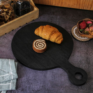 Black Round Acacia Wood Serving Board