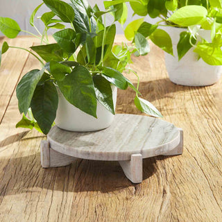 Marble & Wood Pedestal