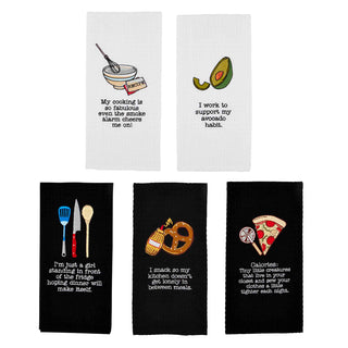 Embroidered Black & White Towels