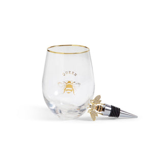 Queen Bee Stemless Wine Glass