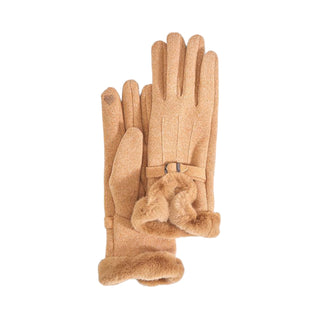 Cashmere-Like Gloves w/Faux Fur Cuff
