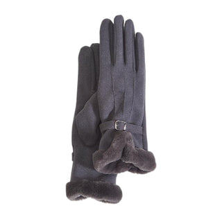 Cashmere-Like Gloves w/Faux Fur Cuff