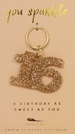 Glitter "16" Keychain