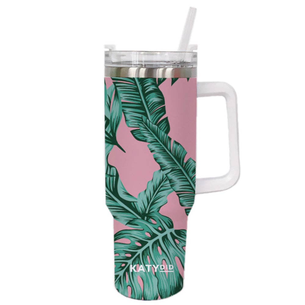 Tropical Leaves 40 Oz Stainless Steel Tumbler Cup