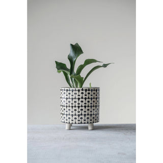 Black & White Stoneware Planter