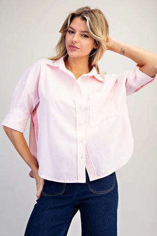 Contrast Stripe Detailing Button Down Shirt wom