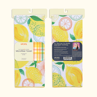 Lemon Plaid Microfiber Towel