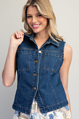 Denim Button Down Vest