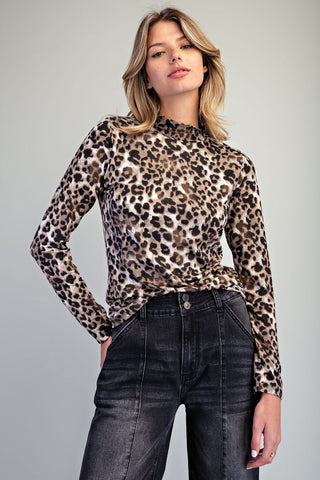 Leopard Mock Neck Top
