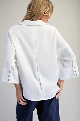 Button Down Pleated Back Blouse