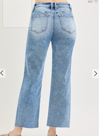 MID RISE ANKLE STRAIGHT SEAMED JEANS