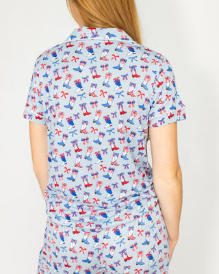Boots n' Bows Short Sleeve Button Up Sleep Shirt