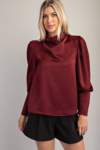 Satin Cowl Neck Blouse
