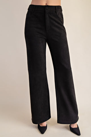 Straight Leg Suede Pants