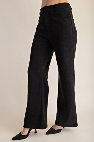 Straight Leg Suede Pants