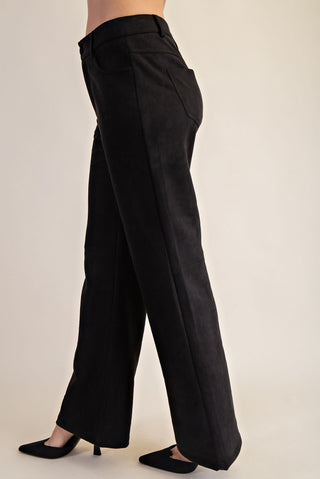 Straight Leg Suede Pants