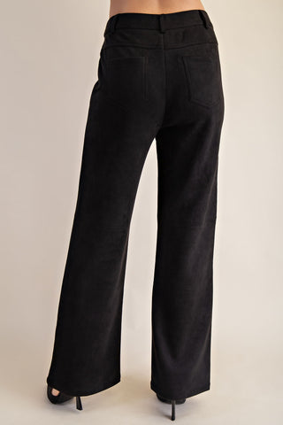 Straight Leg Suede Pants