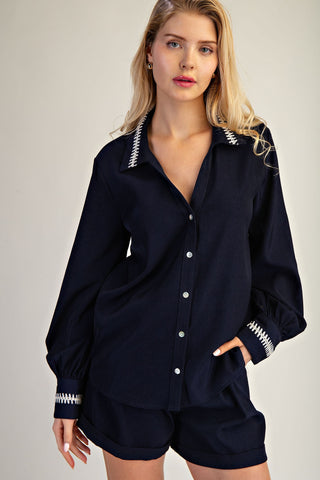 Contrast Stitch Button Down Shirt