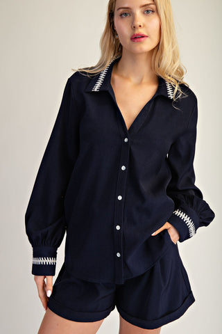 Contrast Stitch Button Down Shirt