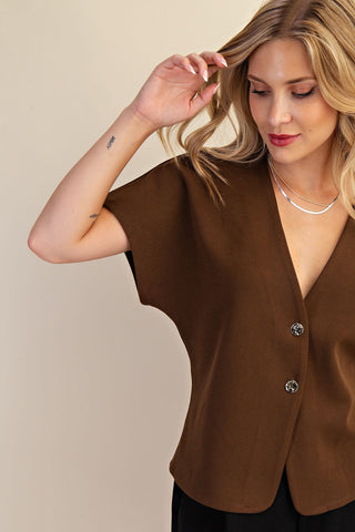 V-Neck Dolman Sleeve Knit Top