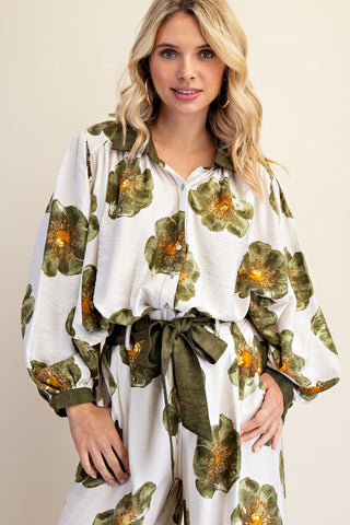 Wide Sleeve Floral Top