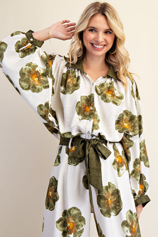 Wide Sleeve Floral Top
