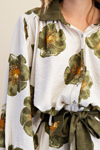 Wide Sleeve Floral Top