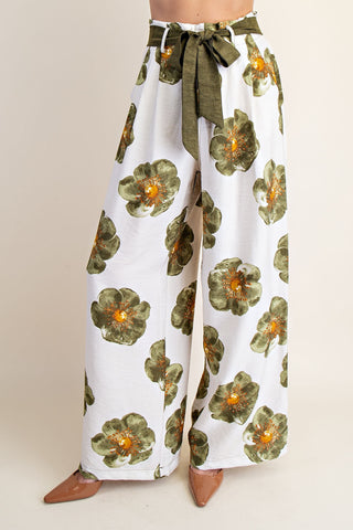 Waist Tie Floral Pants