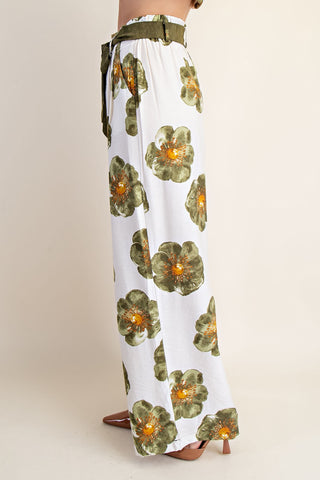 Waist Tie Floral Pants