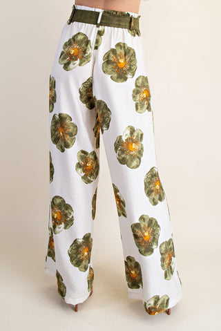 Waist Tie Floral Pants