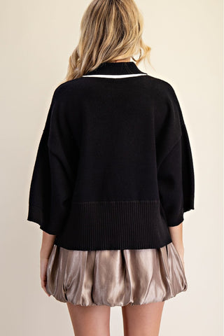 V-Neck Color Trim Top