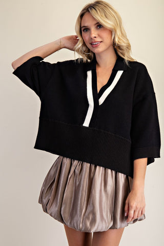 V-Neck Color Trim Top