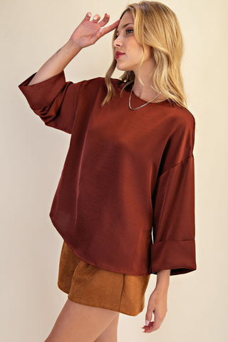 Satin Wide Sleeve Top