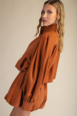 High Collar Balloon-Hem Jacket