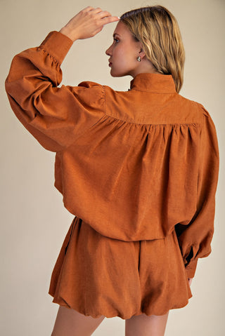 High Collar Balloon-Hem Jacket