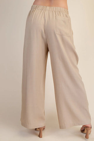Elastic Band Drawstring Wide Pants