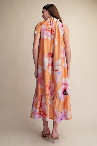 Ruffle Neck Midi Dress