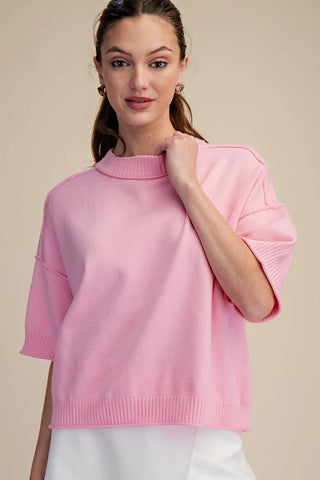 Crew-Neck Elbow-Length Sleeves Sweater