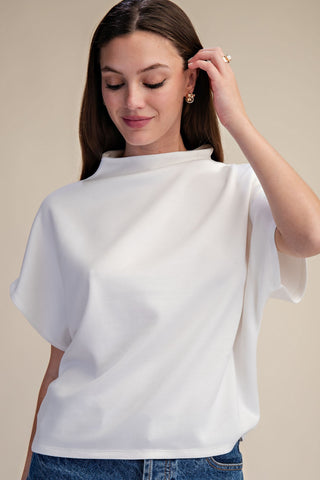 Mock Neck Batwing Sleeve Top
