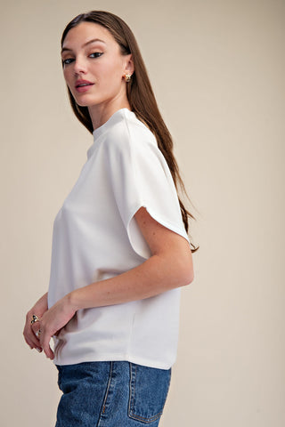 Mock Neck Batwing Sleeve Top