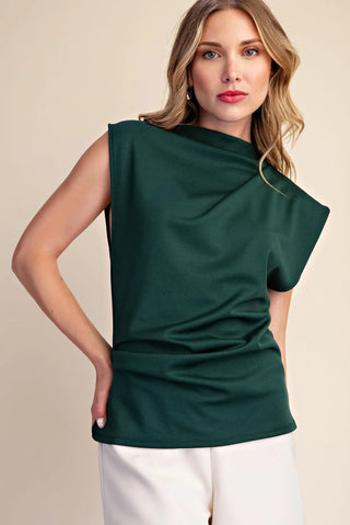 Straight Neckline Asymmetric Sleeveless Top