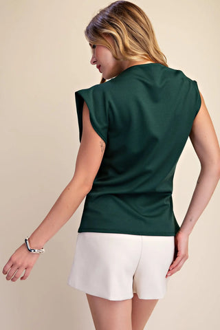 Straight Neckline Asymmetric Sleeveless Top