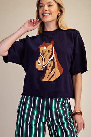 Western Horse Crew Neck Sweater