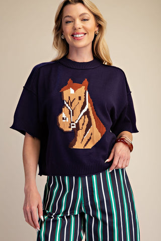 Western Horse Crew Neck Sweater