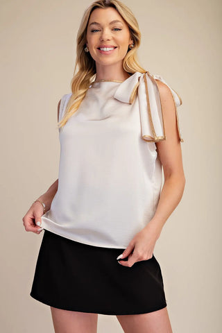 Asymmetric Bow Tie Neck Top