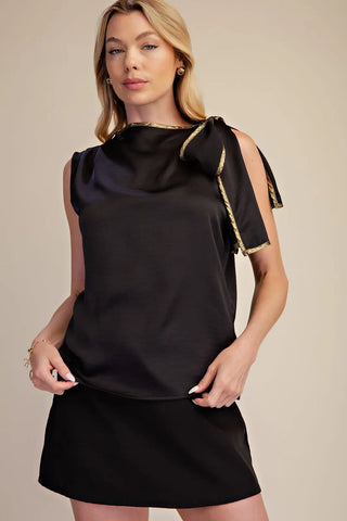 Asymmetric Bow Tie Neck Top